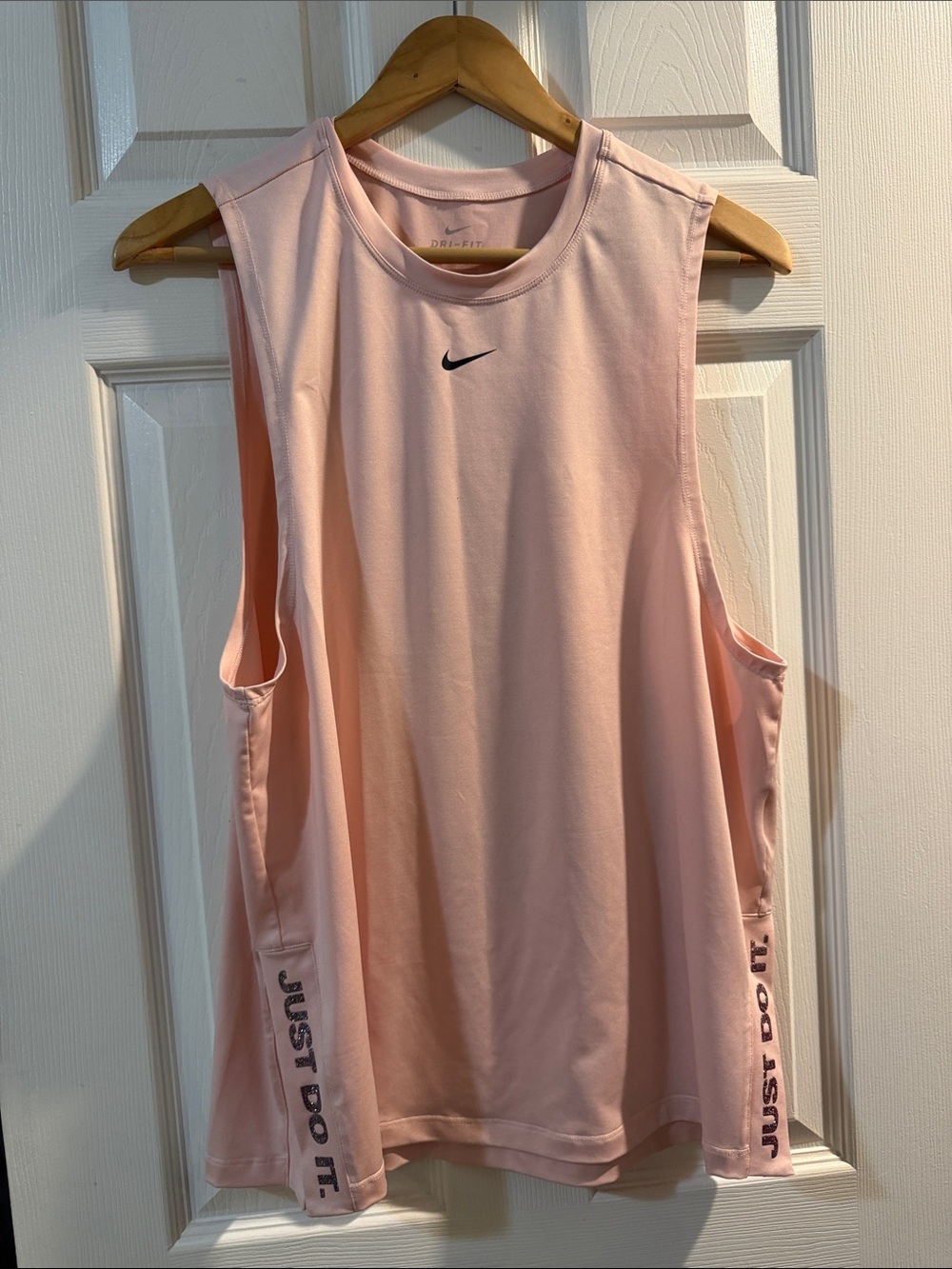 Nike Light Pink Sleeveless Muscle Tank with 'Just Do It.' Panels